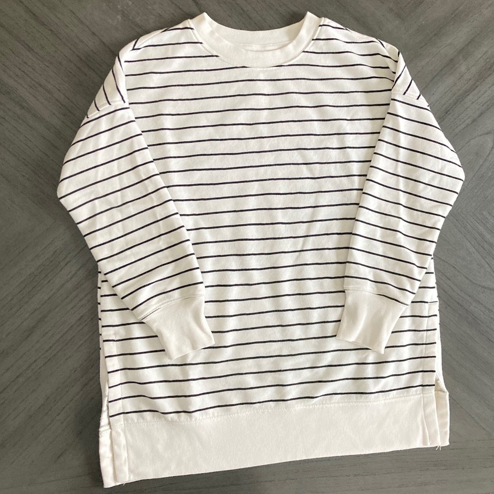 Old Navy Tunic Sweatshirt Stripe French Terry Crewneck Top